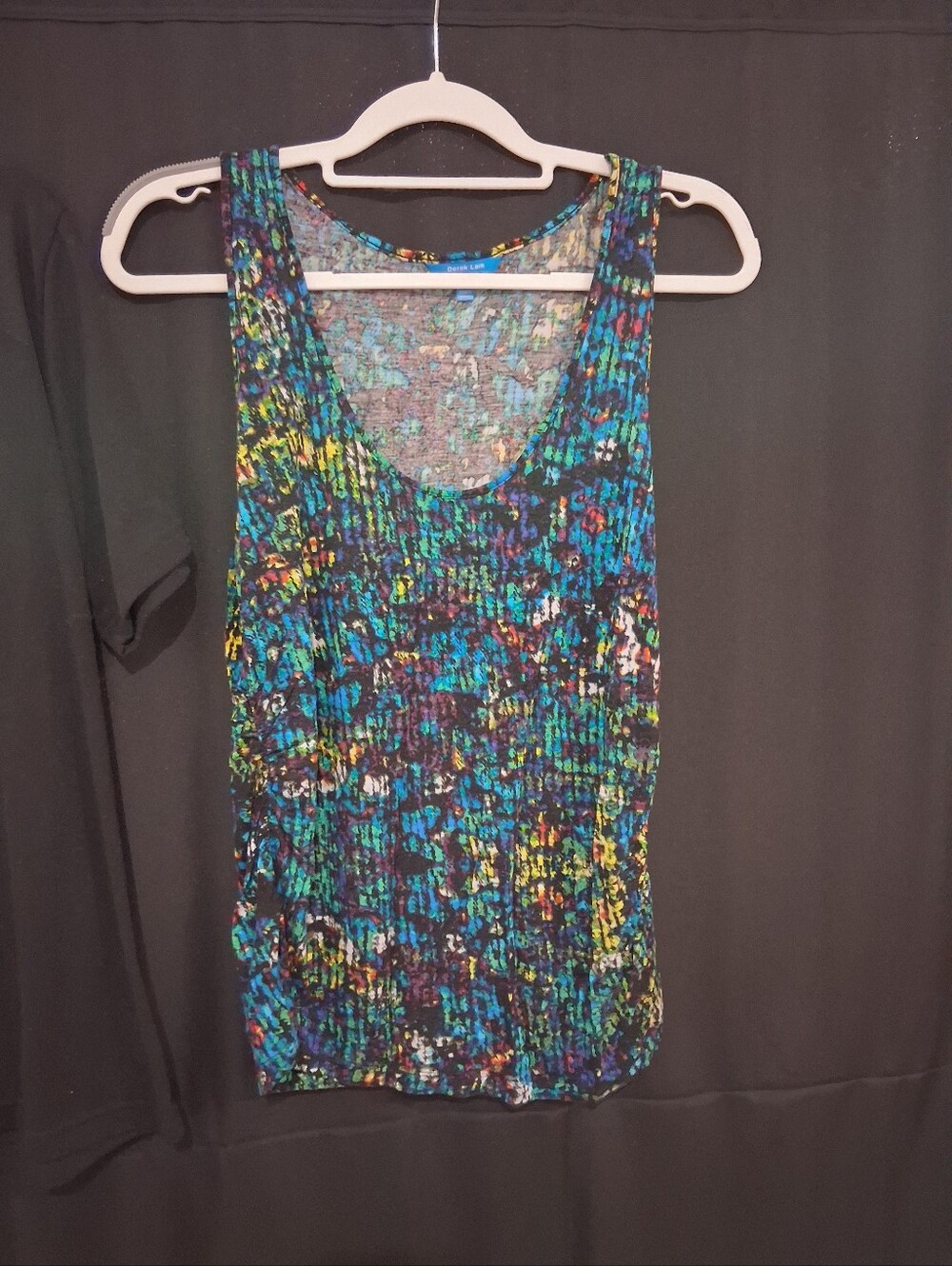 Derek Lam Black Ribbed Tank & Multicolor Speckled Pants